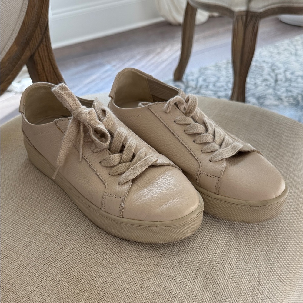 Zara Beige Leather Sneakers